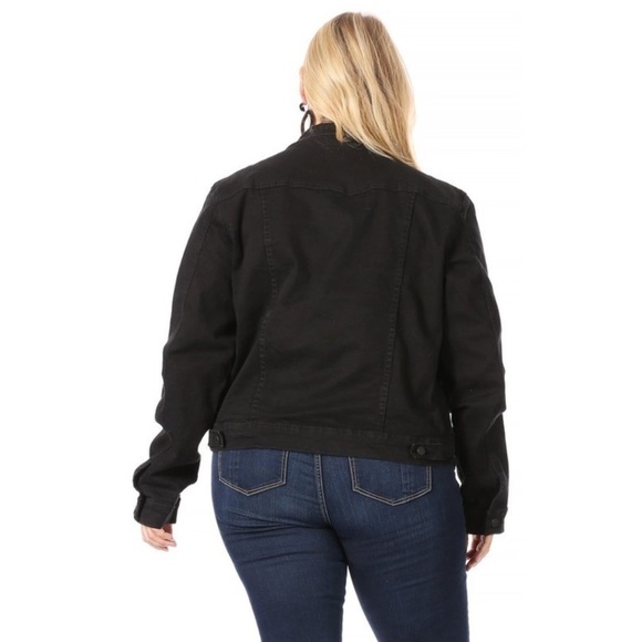 Classic Black Distressed Denim Jacket - Picture 4 of 5